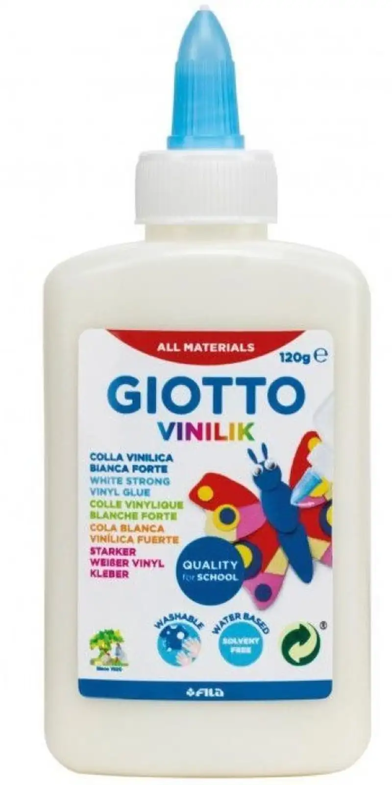 BOTE PEGAMENTO COLA BLANCA GIOTTO VINILIK 120G CON APLICAD.