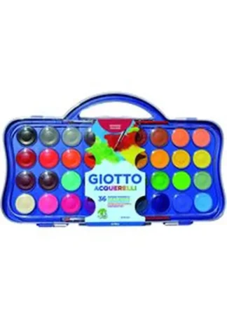 ESTUCHE PLASTICO 36 ACUARELAS COLORES SURT. + 2 PINCELES