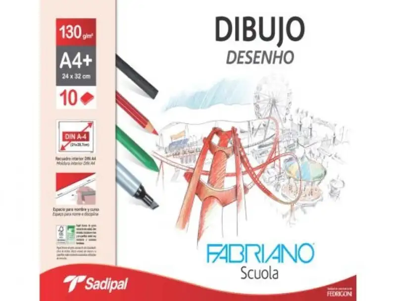 BLOC DIBUJO FABRIANO ESPIRAL A4+ 20H 130G. RECUADRO MICRO