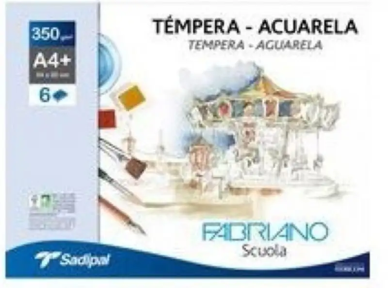 MINIPACK 6+2 LAMINAS ACUARELA A4+ 350G FABRIANO SCUOLA