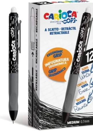 C/12 BOLIGRAFO BORRABLE RETACTIL NEGRO CARIOCA OOPS