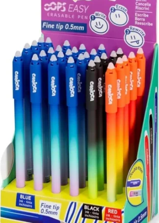 EXP 30 BOLIGRAFO BORRABLE CARIOCA OOPS 0,7MM COLORES SURT.