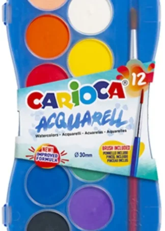 ESTUCHE PLASTICO 12 ACUARELAS CARIOCA WATERCOLORS