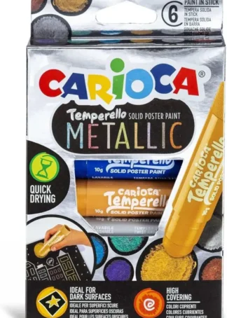 ESTUCHE 6 COLORES TEMPERA SOLIDA TEMPERELLO METALLIC 10G