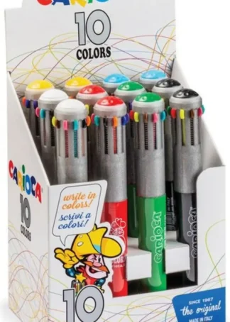 EXPOSITOR 12 BOLIGRAFOS DE 10 COLORES AUTOMATICO