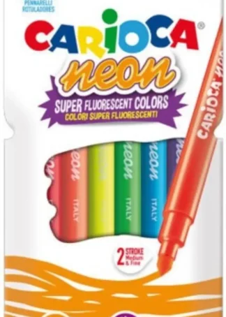 ESTUCHE 8 ROTULADORES CARIOCA NEON FLUORESCENTES LAVABLE