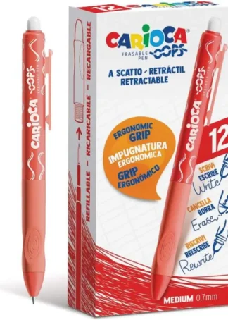 C/12 BOLIGRAFO BORRABLE RETACTIL ROJO CARIOCA OOPS