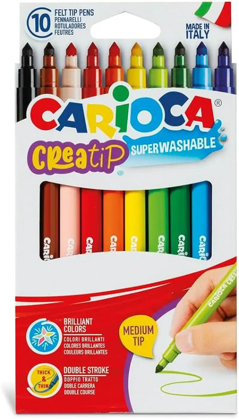 ESTUCHE 10 ROTULADORES CARIOCA CREATIP PUNTA CONICA