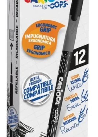 C/12 BOLIGRAFO BORRABLE NEGRO CARIOCA OOPS