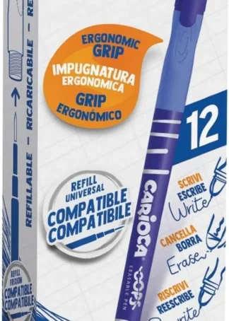 C/12 BOLIGRAFO BORRABLE AZUL CARIOCA OOPS