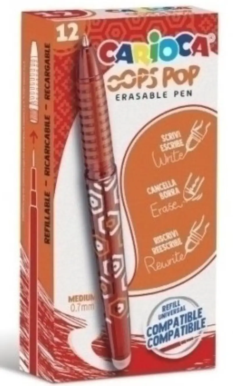 C/12 BOLIGRAFO BORRABLE ROJO CARIOCA OOPS