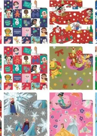 EXP 50 ROLLITOS PAPEL REGALO NAVIDAD DISNEY 70X200CM SURTID
