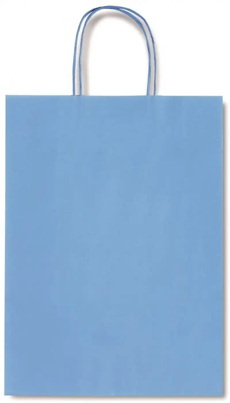 PAQ/25 BOLSAS KRAFT ALLEGRA COLOR AZUL CLARO 26X12X36CM