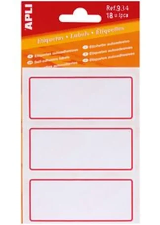 BOLSA 18 ETIQUETAS ESCOLARES RECUADRO ROJO APLI