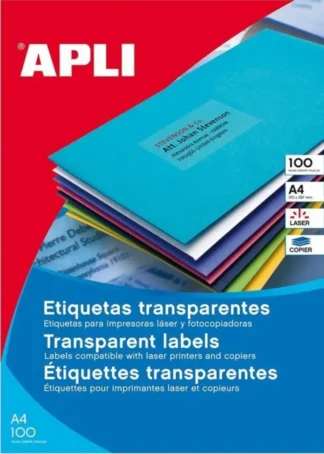 C/20 HOJAS ETIQUETAS TRANSPARENTE POLIESTER FT/IM A4 APLI