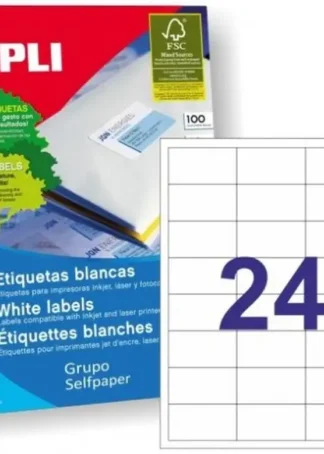 C/100 HOJAS ETIQUETAS FT/IM 64,6X33,8 APLI CANTOS RECTOS