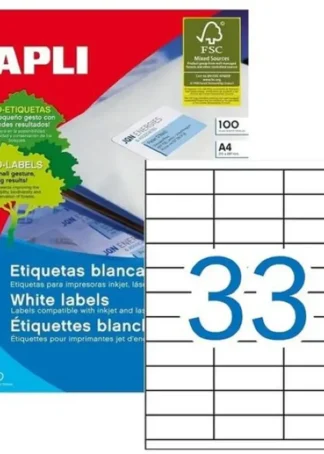 C/100 HOJAS ETIQUETAS FT/IM 70X25,4 APLI CANTOS RECTOS