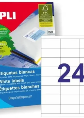 C/100 HOJAS ETIQUETAS FT/IM 70X35 APLI CANTOS RECTOS