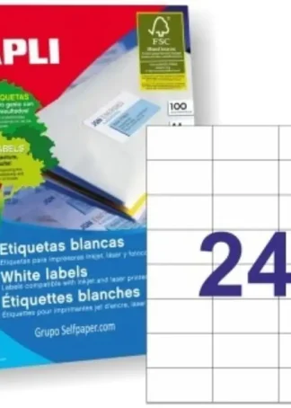 C/100 HOJAS ETIQUETAS FT/IM 70X37 APLI CANTOS RECTOS