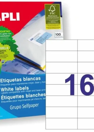 C/100 HOJAS ETIQUETAS FT/IM 105X37 APLI CANTOS RECTOS