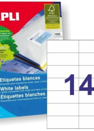 C/100 HOJAS ETIQUETAS FT/IM 105X42,4 APLI CANTOS RECTOS