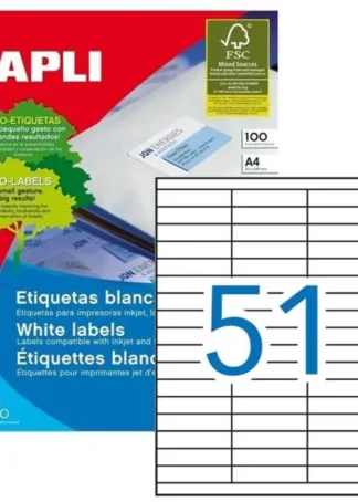 C/100 HOJAS ETIQUETAS FT/IM 70X16,9MM CANTOS RECTOS