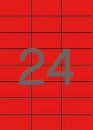 C/20 HOJAS ETIQUETAS COLOR ROJO FT/IM 70X37 APLI