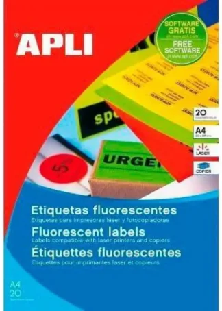 C/20 ETIQUETAS FT/IM 64X33,9MM CANTOS ROMOS NARANJA