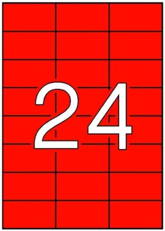 C/20 HOJAS ETIQUETAS COLOR ROJO FLUOR 64X33.9 CM