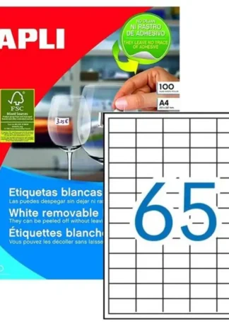 C/100 HOJAS ETIQUETAS REMOVIBLES FT/IM 38X21,2 CANTOS RECTO