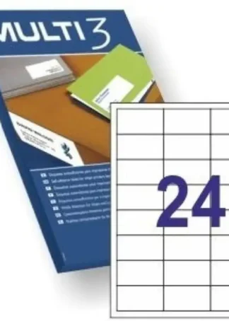 C/100 HOJAS ETIQUETAS FT/IM 64,6X33,8 MULTI3 CANTOS RECTOS