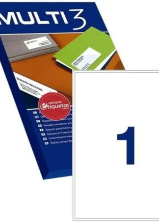 C/100 HOJAS ETIQUETAS FT/IM A4 210X297 MULTI3 CANTOS RECTOS