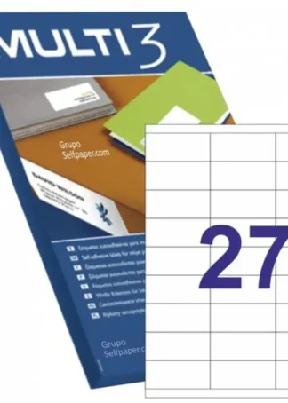 C/100 HOJAS ETIQUETAS FT/IM 70X30 MULTI3 CANTOS RECTOS