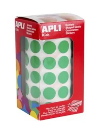 ROLLO GOMETS REDONDO VERDE AUTOADHESIVOS 15MM