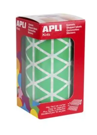 ROLLO GOMETS TRIANGULARES VERDE AUTOADHESIVOS 20MM