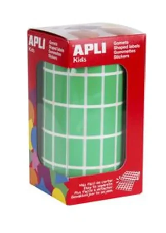 ROLLO GOMETS RECTAGULAR VERDE AUTOADHESIVOS 20X10MM