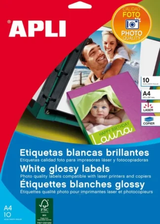 C/10 HOJAS ETIQUETAS CALIDAD FOTO PARA LASER 199,6X289,1 MM
