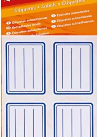 BOLSA 18 ETIQUETAS ESCOLARES ORLA AZUL C/ LINEAS APLI