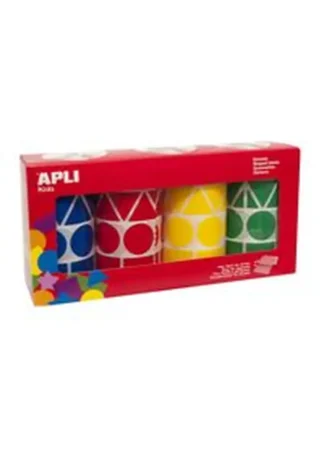 PAQ/4 ROLLO GOMETS AUTOADHESIVOS 27MM FORMAS COLORES SURTID