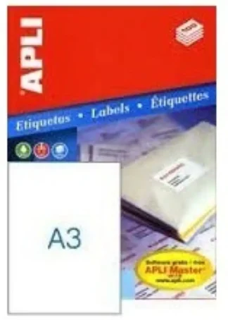 C/100 HOJAS ETIQUETAS PERMANENTES FT/IM A3 297X420