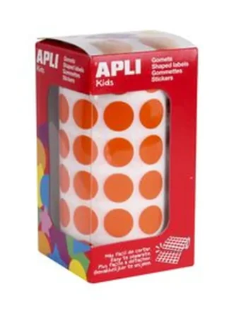 ROLLO GOMETS REDONDO NARANJA AUTOADHESIVOS 15MM