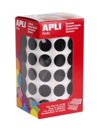 ROLLO GOMETS REDONDO NEGRO AUTOADHESIVOS 15MM