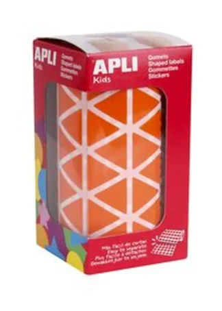 ROLLO GOMETS TRIANGULARES NARANJA AUTOADHESIVOS 20MM