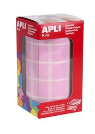 ROLLO GOMETS CUADRADOS ROSA AUTOADHESIVOS 20MM