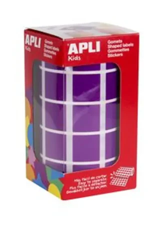 ROLLO GOMETS CUADRADOS LILA AUTOADHESIVOS 20MM