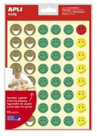 BOLSA 12 HOJAS GOMETS CARAS 4 COLORES Y GESTOS SURTIDOS