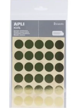 BOLSA 3 HOJAS GOMETS REDONDOS ORO 20MM PERMANENTES