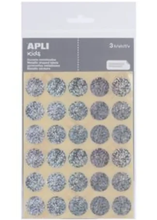 BOLSA 3 HOJAS GOMETS REDONDOS PLATA 20MM PERMANENTES