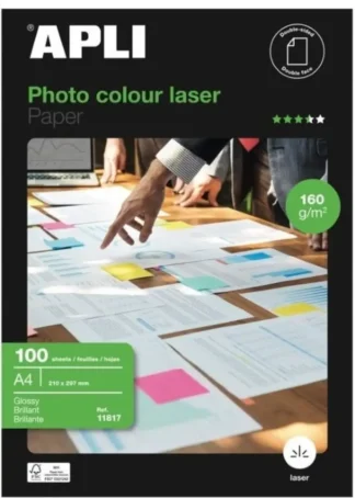 PAQUETE A4 100H PAPEL 160G FOTOGRAFICO GLOSS LASER GLOSSY