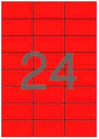 C/100 HOJAS ETIQUETAS COLOR ROJO FT/IM 70X37 APLI